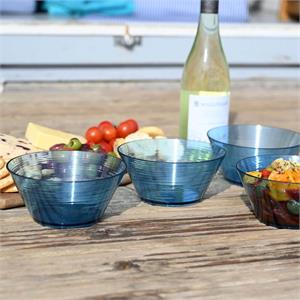 The Three Rivers Hampers Co. Blue Linear Set of 4 Re-Usable Bowls